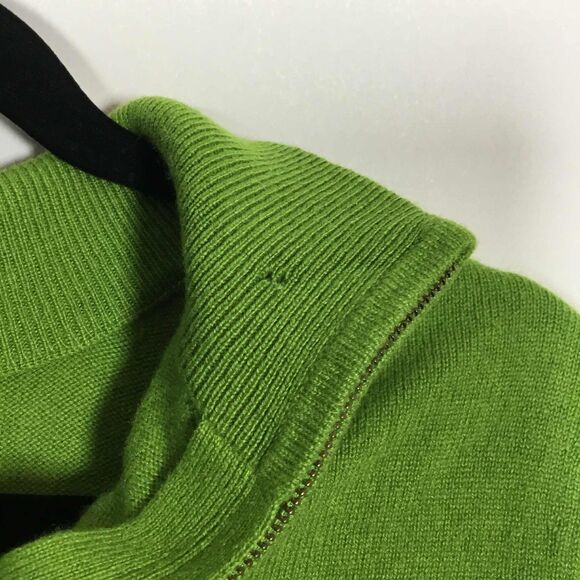 Green Preppy 1/4 Zip Academic Knitted Casual Autumn Fall Prep Polo Sweater S/M - Picture 7 of 7